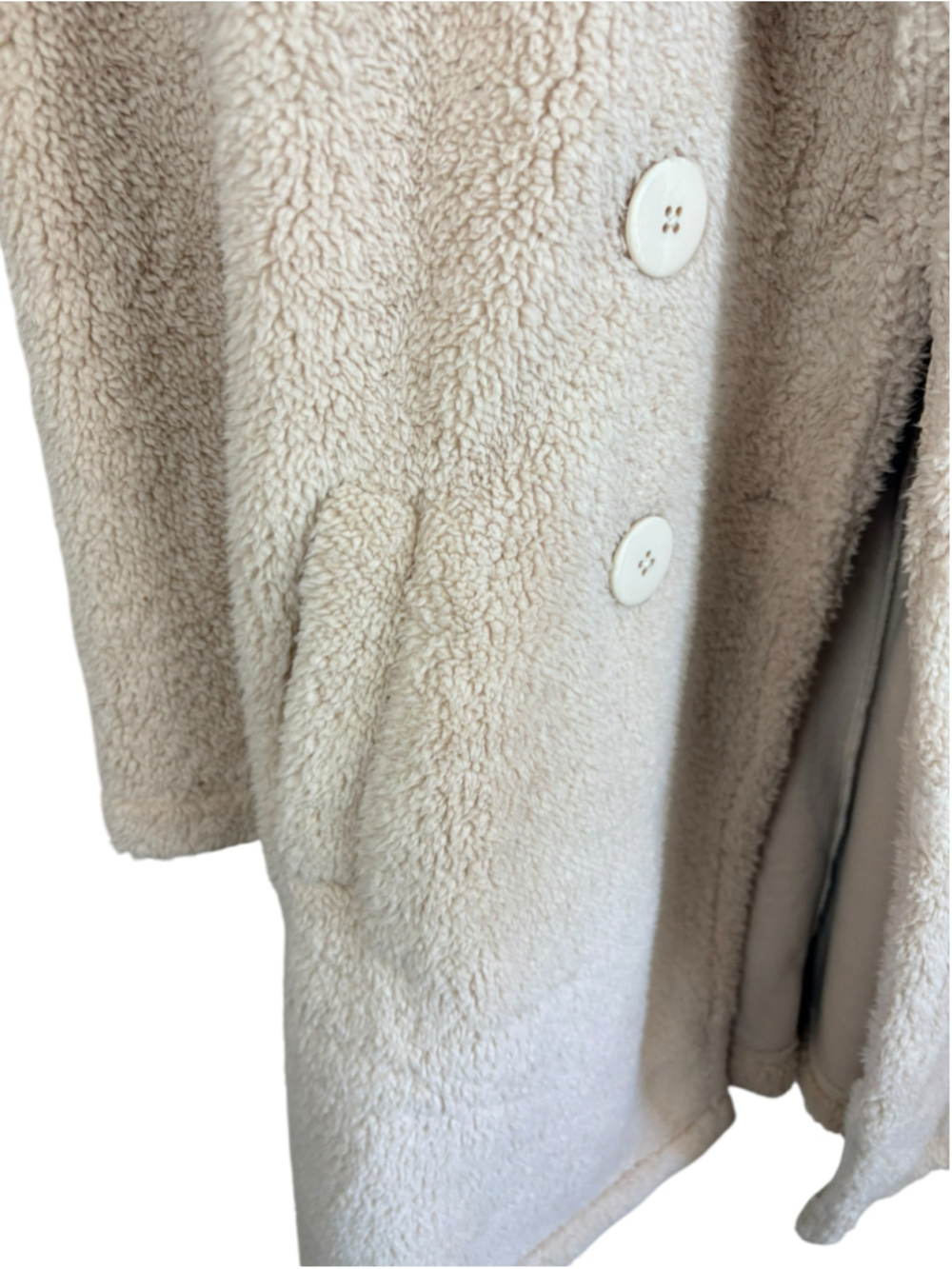 Z Supply Teddy Coat Jacket Women’s XS Beige Soft Plush Cozy Sherpa Button Front - Picture 7 of 10